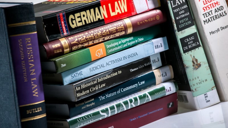 Photo of a pile of law books